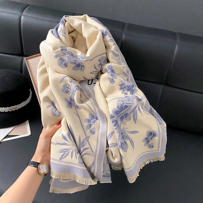 High-end scarf women's winter imitation cashmere for elders, mother-in-law shawl, outer shawl warm scarf new