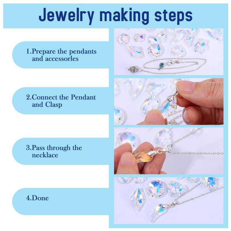 Perles Cristaux AB Pendentifs Charms Multi-formes Verre Perles Bijoux Pierres Précieuses pour Fournitures de Fabrication de Bijoux Boucles d'oreilles DIY