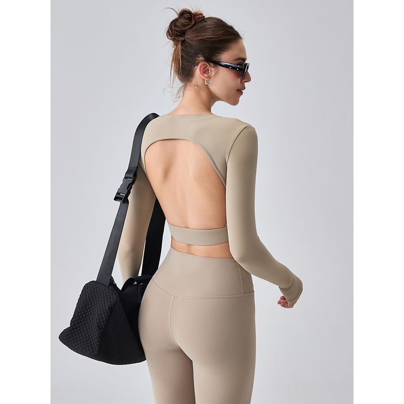 Mitaogirl Kendall Wear Sports Tops Women's Beauty Back Long Sleeve Yoga Wear Pilates Elegant Workout Top Tops