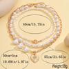 Vintage Layered Pearl Necklace For Women Gold Plated Multi Layer Chain Choker With Heart Lock Pendant For Party Daily Jewelry