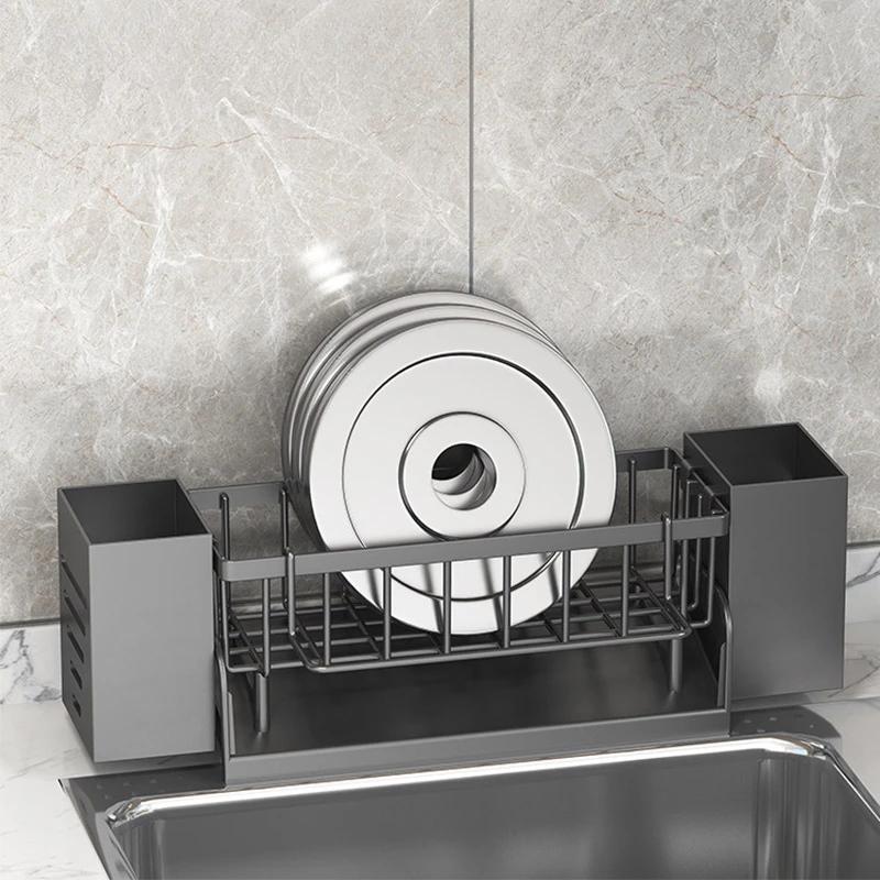 Kitchen Sink Drain Rack Organizer ABS Plastic Self-draining Sink Shelf Soap Sponge Holder Dishcloth Towel Rack Filter Basket