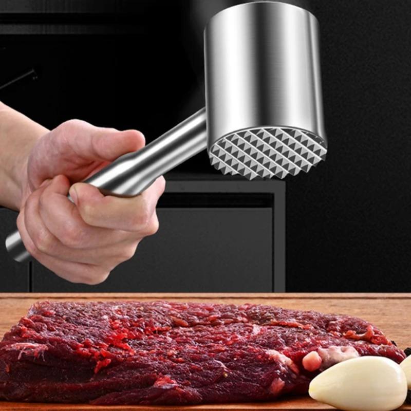 Stainless Steel Meat Tenderizer Mallet Heavy-Duty Kitchen Tool for Tenderizing Beef Chicken Pork and Steak Ideal for Cooking