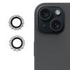 1Set For iPhone 15/15 Plus Camera Lens Protector Gear Shape Rhinestone Decor Tempered Glass Lens Film