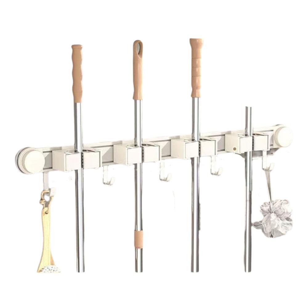 Space Aluminum Suction Cup Mop Clamp Reusable Mop Clip Rack Broom Mop Holder  Bathroom