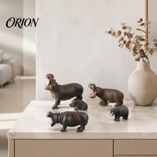 Lifelike Hippo Decoration Simulation Hippopotamus Figurine, Statue Sculpture, River Home Office Animal Decor Horse Model Educational Toy for Desk Hand