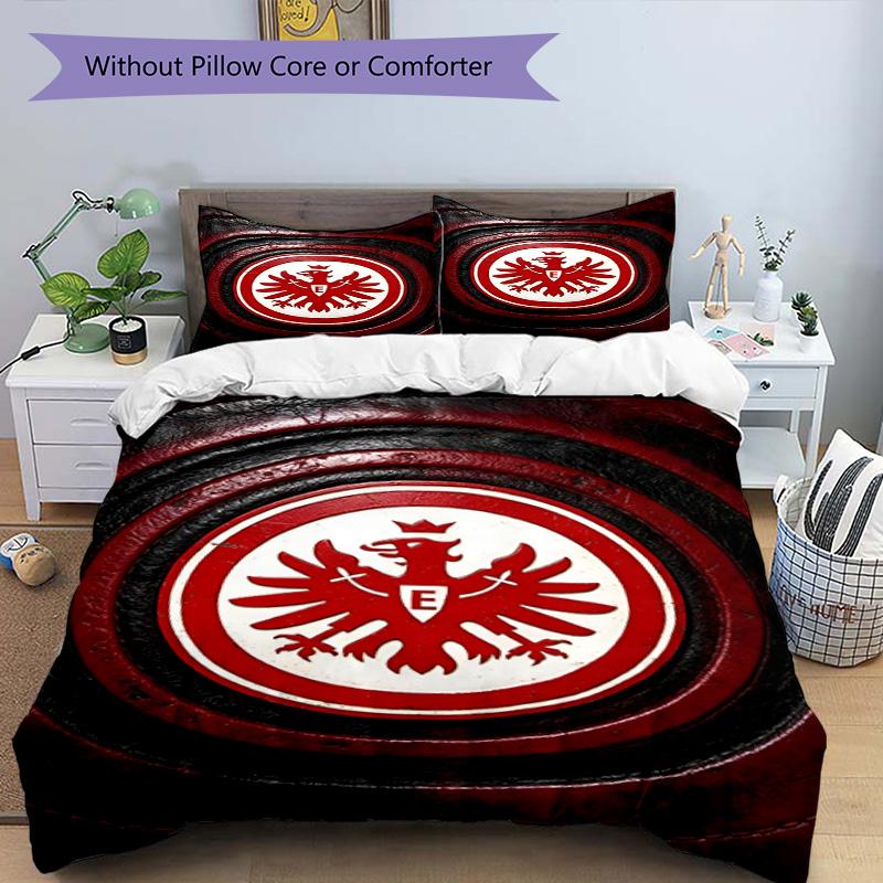 3-teiliges Bettbezug-Set (1 * Bettbezug + 2 * Kissenbezug, ohne Kern), Eintracht Frankfurt Bettwäsche-Set mit Aufdruck, Schlafzimmerdekoration, Ganzjahres, Geburtstagsgeschenk