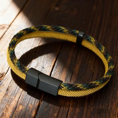 Stilvolles Kordelkettenarmband für Herren 5 Farben erhältlich Magnetischer Verschluss Lässiges Vielseitiges Accessoire Klasse A Kordelarmband Homme