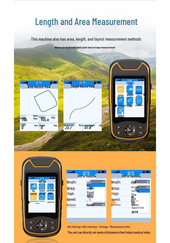 Zhuolin A8 High-Precision Handheld GPS BeiDou Surveying Instrument with Latitude, Longitude, and Elevation Tracking