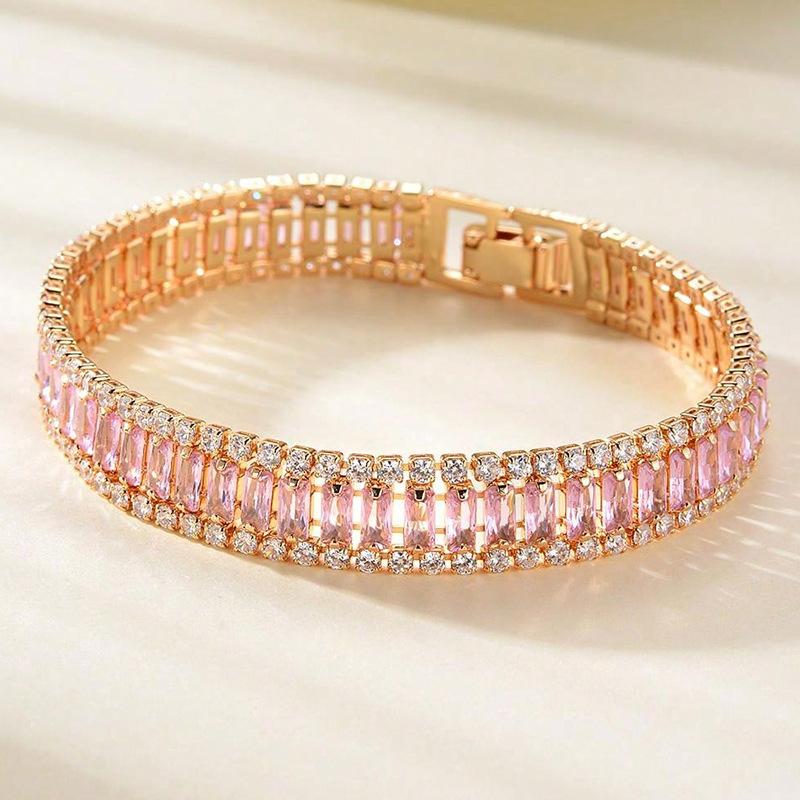 2026 Chain European and American Double-row Tennis Chain Bracelet Men's and Women's Fashion Three-row Full Diamond Jewelry