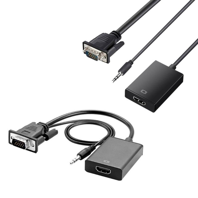 VGA To HDMIcompatible Adapter Converters with 3.5mm 1080P VGA Input Source To TV/Monitors/LCD Connectors