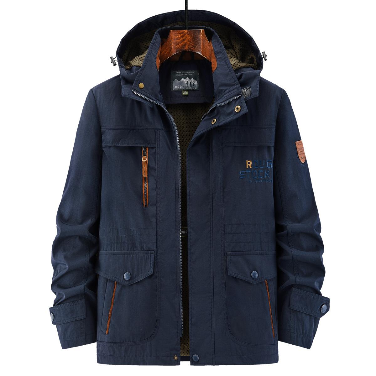 

Куртка большого размера мужская хлопковая куртка осенняя тонкая уличная ветрозащитная многокарманная 4XL