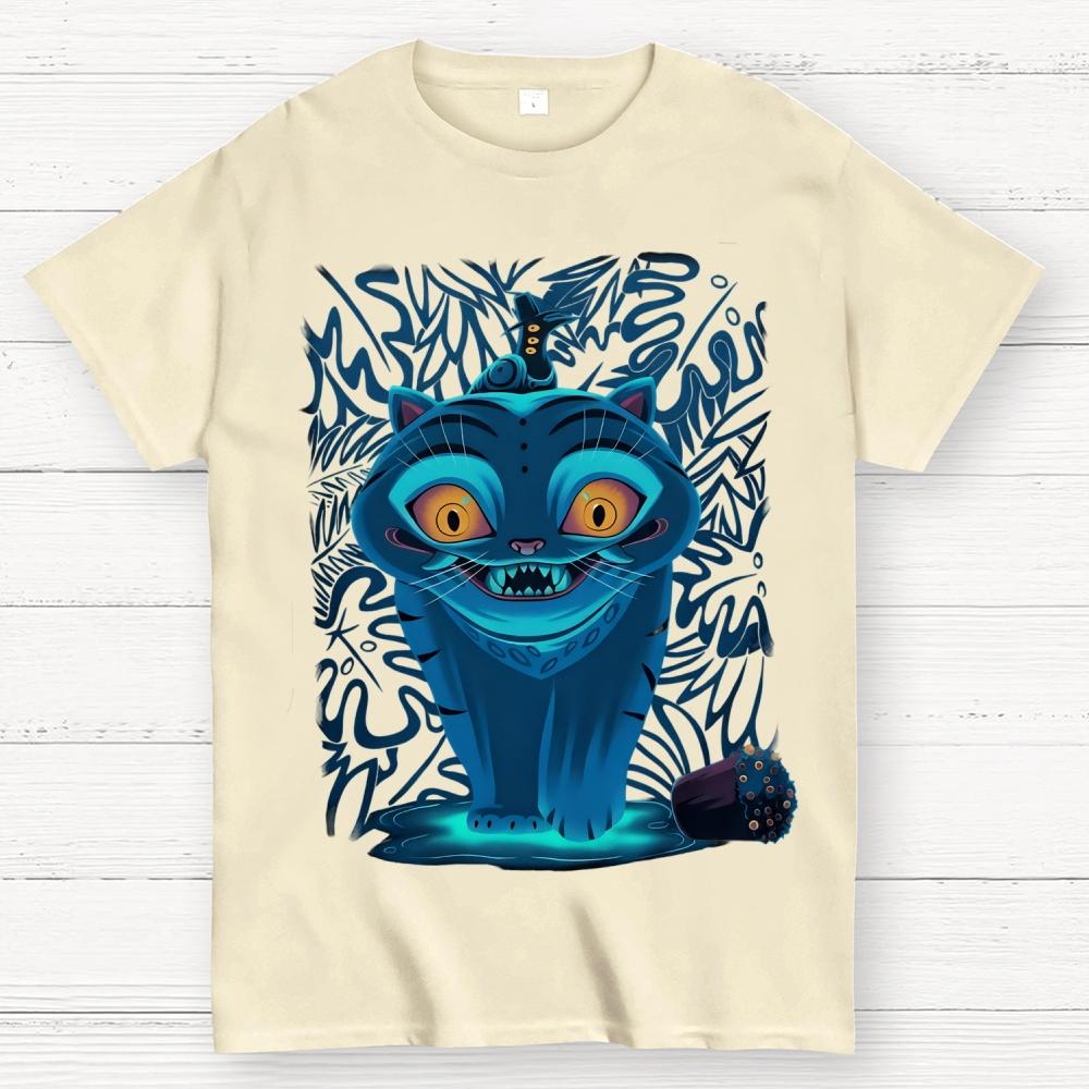 Superpower Blue Cat Unisex 100% Cotton Summer Casual Cool Loose T-Shirt