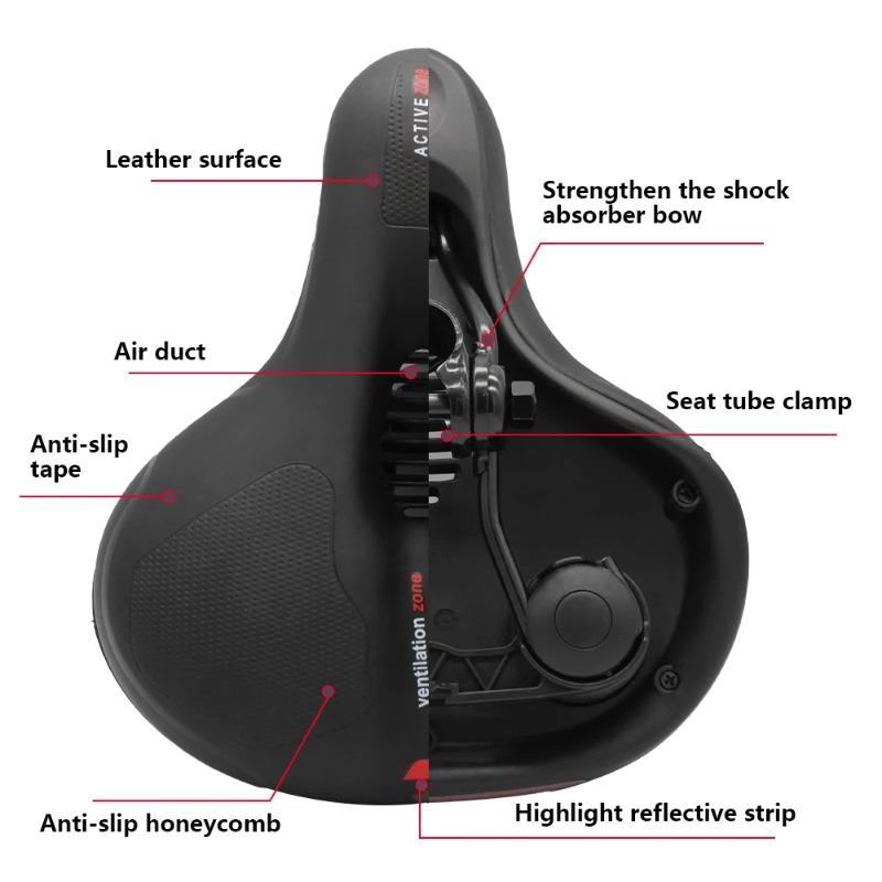 Hollow Breathable Bicycle Saddle for Men and Women - MTB Road Bike Seat with Shock Absorbing Comfort Design for Enhanced Safety