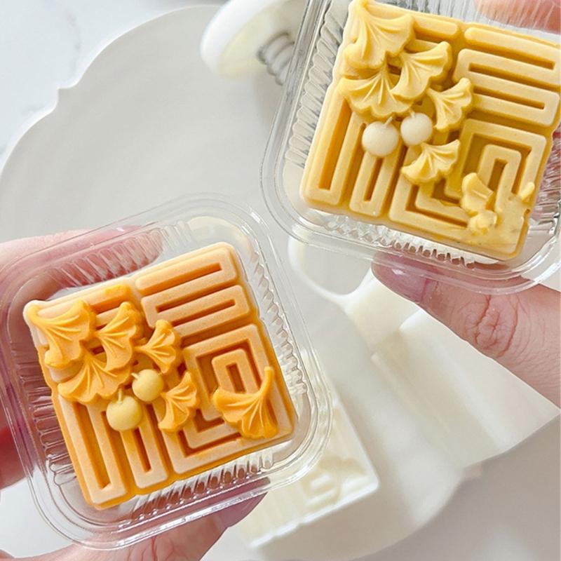 MidAutumn Festival Moon Cake Maker 3D Leaf Pattern Moon Cake Molds Cookie Stamp Hand Press Cookie Dessert Cutter