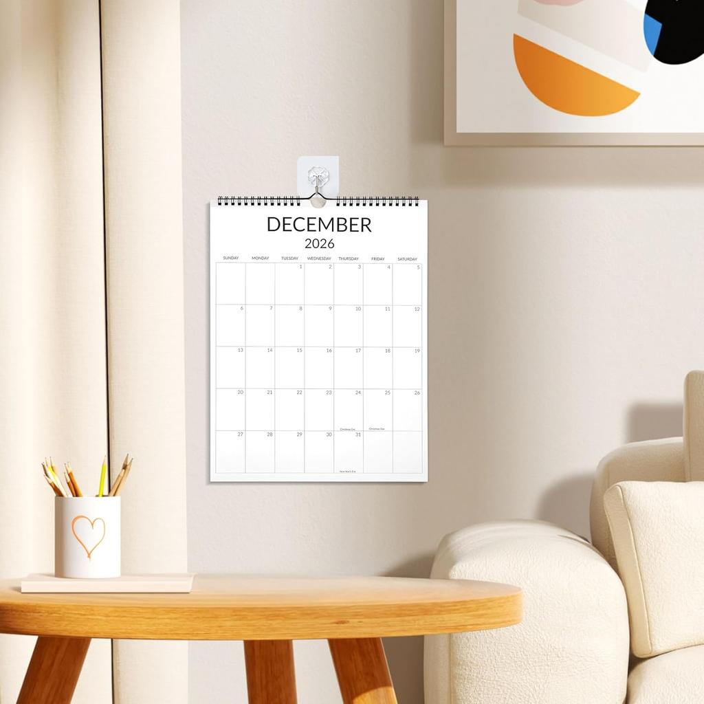 Wall Calendar 2026, 12 Month Large Calendar from October 2025 To December 2026 w/Wire Hanging, 14.5’’x11’’ Thick Paper Big Calendar for