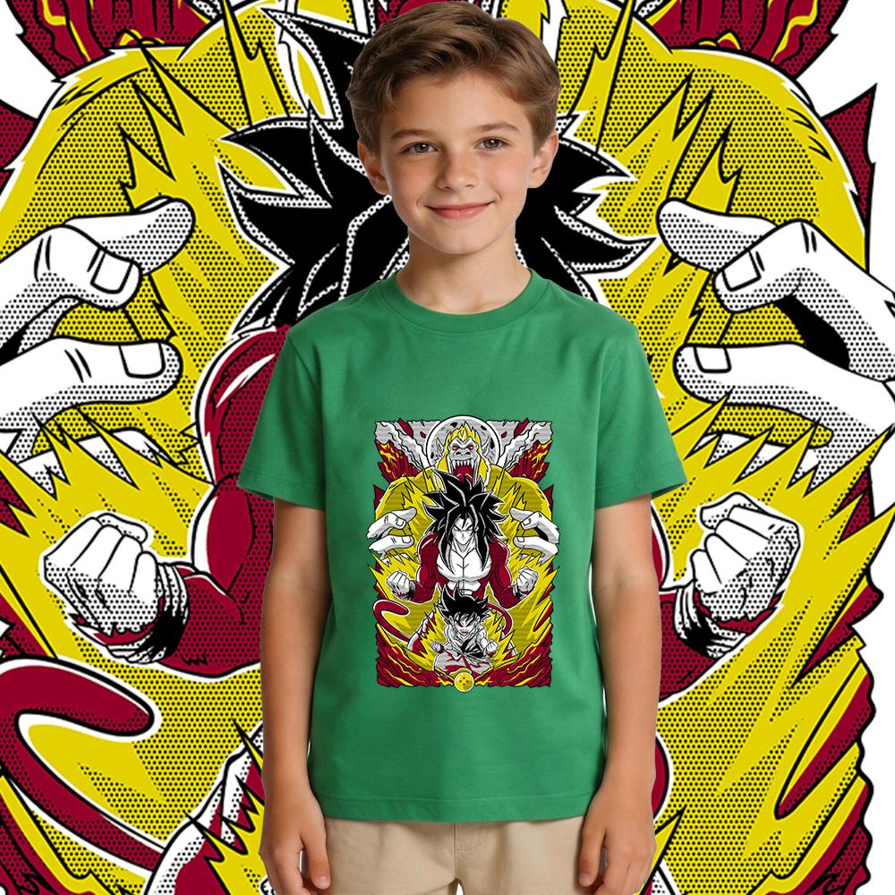 DBZ Goku SSJ4 Anime Print Cotton T Shirt for Kids Boys Girls Casual Summer Short Sleeve