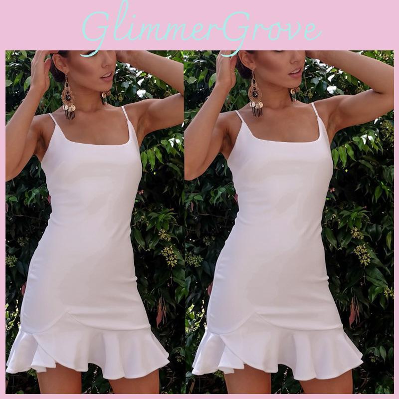 Sophisticated Women Fashion Mini Pleated Sling Dress Skirt Sleeveless Cocktail Dress