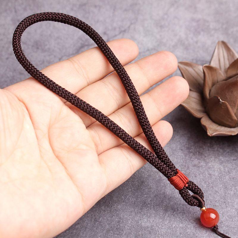 

Высококачественная ручка-веревка с красным агатом, круглая бусина, пуговица, шнурок для ручки, DIY, подвеска из нефрита Вэньвань, ювелирное изделие, потерянная ручная веревка Brown
