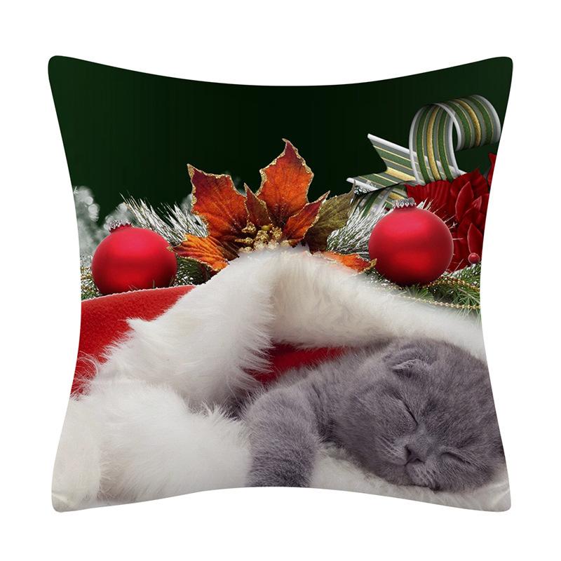 Set Di 4 Fodere Per Cuscini Natalizie 45x45 Cm, In Peluche Corto, Con Motivi Fiocchi Di Neve E Alberi