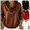Spring and Autumn Casual Versatile Swinging Neck Long Sleeve Shirt Women