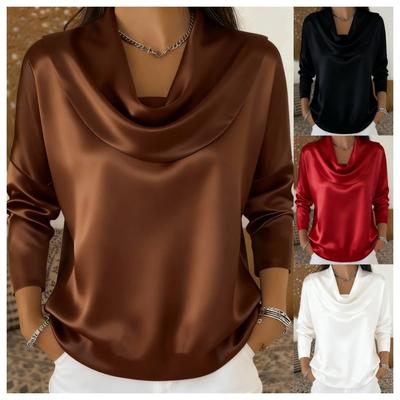 Chemise décontractée polyvalente à manches longues et col balançant pour femme, Printemps et Automne