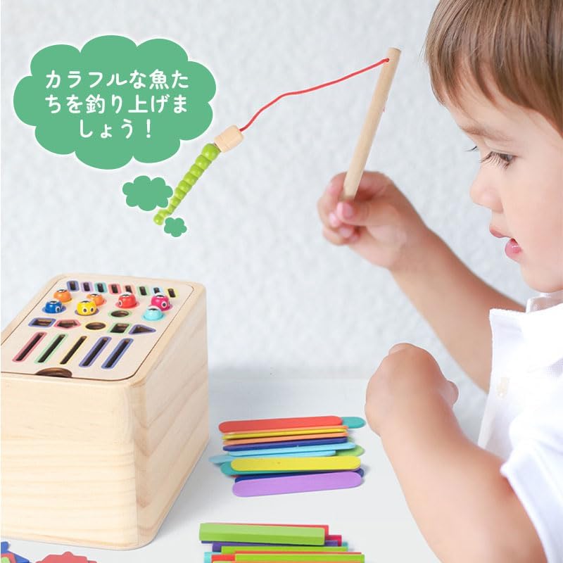 Olesew Montessori Educational Fishing Game for Ages and Color Cognitive and Perfect Birthday or Christmas Early Development Toy for Shape Fingertip