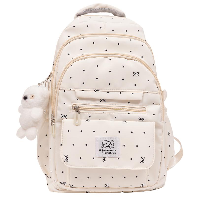 

Рюкзак для средней школы женский с бантом-поло бежевый