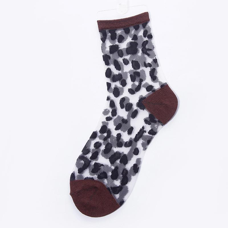 Fashion Summer Women Ladies Sexy Leopard Grain Socks Crystal Silk Glass Silk Ultrathin Transparent Lace Fabulous Girls