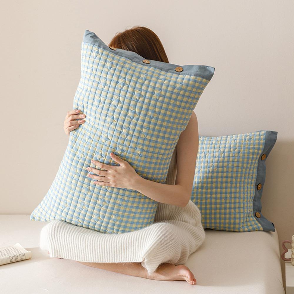 Skin-friendly Envelope-style Plaid Pillowcase Pure Cotton Pillow Cover Fashion Pillowslip  Bedroom