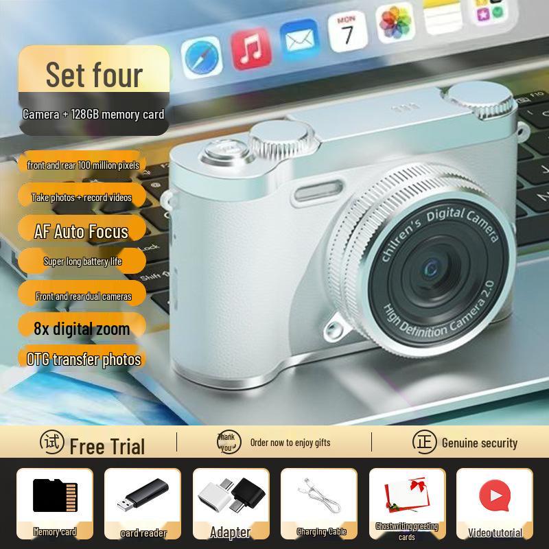 Zhao Lusi 9600W Pixel Dual Lens Cute Retro Digital Camera with Mobile Upload Capability for Students