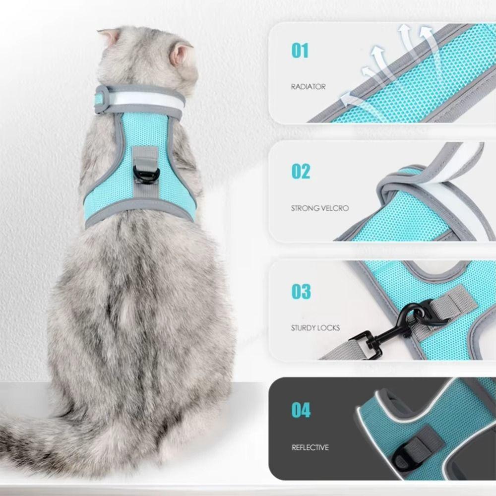 Polyester Cat Escape Proof Collar Strap Soft Cats Traction Belt Practical Cat Chest Strap  Training