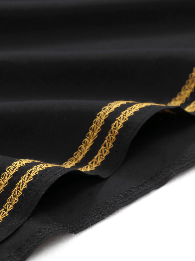 EDOLYNSA Plus Size Schwarz besticktes Kaftan Schwarzes Sommer Langes Strandkleid Damen Homewear Outfit Badeanzug Cover Up Loose Caftan