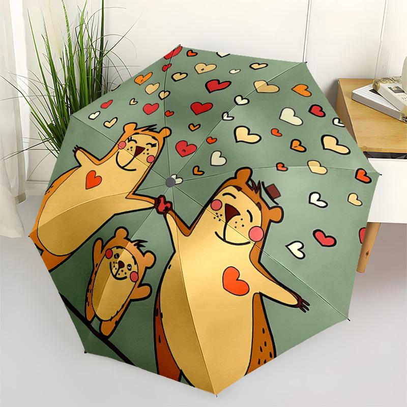 1pc Love Family Cartoon Automatic Open/Close Umbrella with Folding feature Compact Travel Umbrella, Lightweight design, for Commuting038