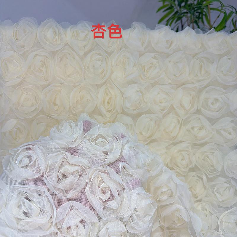 

3D Flower Jacquard Semi Transparent Disc Flower Fabric Sewing Wedding Dress Evening Gown Stage Costume DIY Design Fabric 3yard