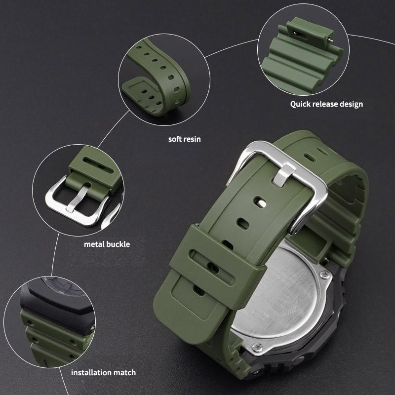 Rubber Strap for Casio G SHOCK GA 2100 DW-5600 Sport Bracelet Watch Band Stainless Steel Buckle TPU 16mm Replacement Wristband