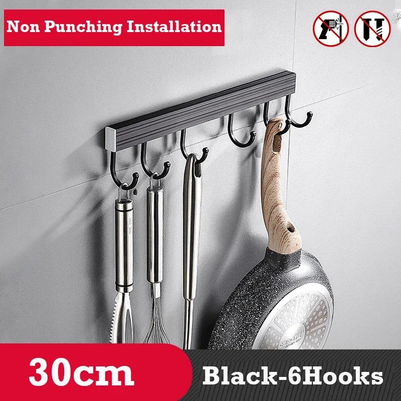20/30/40/50CM Kitchen Hook Rack Punch-free Wall Mounted Storage Racks For Cup Kitchenware Home Bathroom Kitchen Accessories