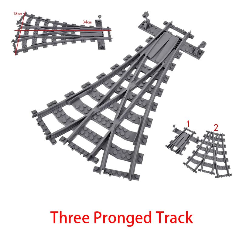 Stadtzüge DIY Bausteine Gerade Gebogene Schienensteine Teile Brücke Tunnel Modell Weiche Flexible Kreuzschienen Eisenbahn MOC Spielzeug gray
