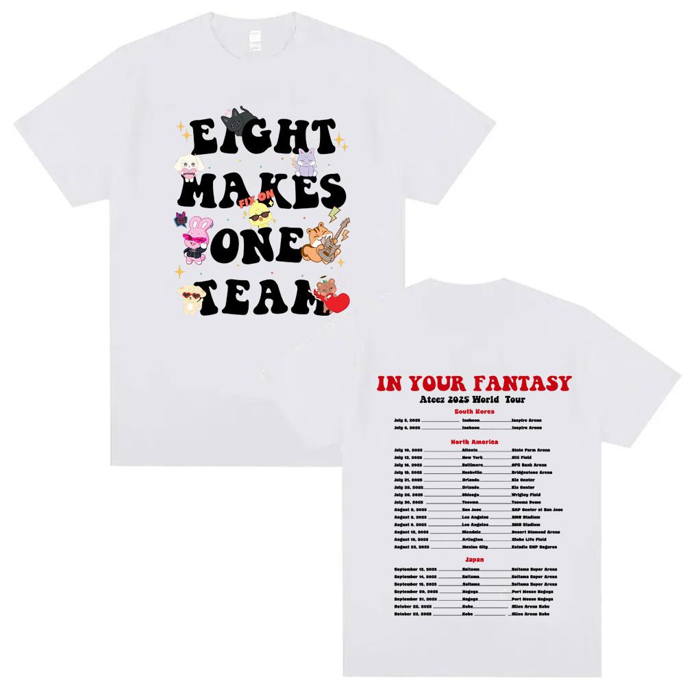 Kpop Ateez in Your Fantasy 2025 World Tour Tee Shirt for Men Harajuku Hip Hop 100_ Cotton T-shirt Fashion Hombre Comfort T Shirt
