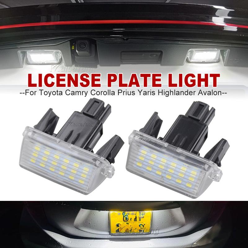 2Pcs LED License Number Plate Light Lamp For Toyota Camry Hybrid Corolla Prius C Yaris Avalon Ractis Verso Avensis Highlander