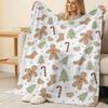 Cozy Hemmed Fleece Throw Blanket - Gingerbread Man Collection, Warm Soft Home Decor, Christmas Sofa Blanket for Winter Relaxing