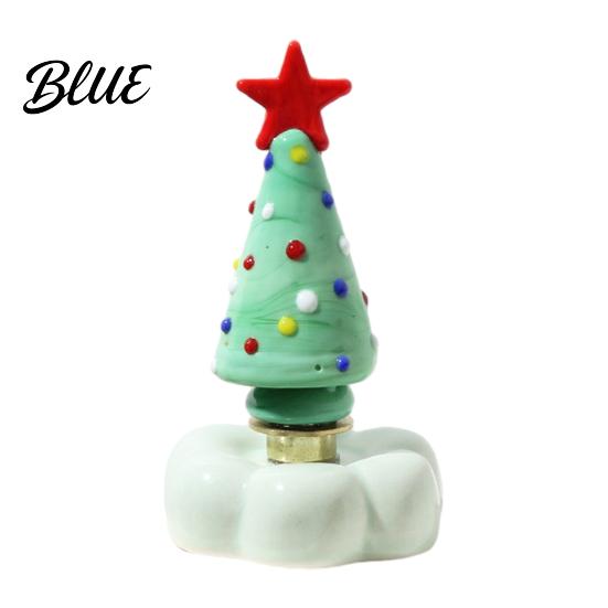 Handmade Glass Crafts Christmas Tree Ornament with Star Top And Colorful Bead Details Handcrafted Holiday Table Decor Desktop Rotating Figurine