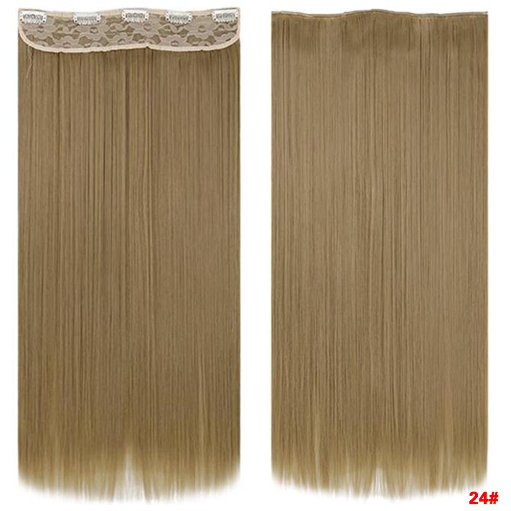 5Clips In Hair Synthetic Long Straight Hair Extensions Natural Hairpiece For Women Cosplay Party Wear