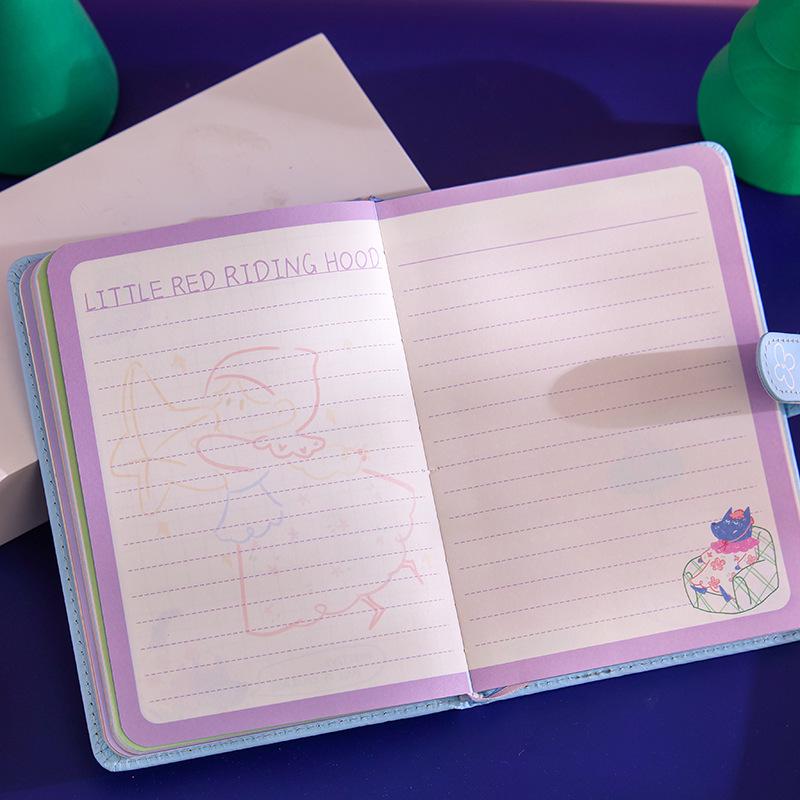 Fuyou B6 PU Magnetic Little Red Riding Hood Journal with Cute Hand-Drawn Illustrations