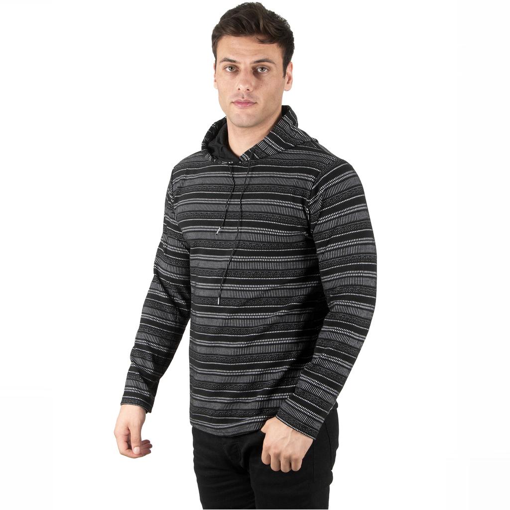 DeepSea Men's Striped Patterned Lycra Hooded Sweatshirt 2300399