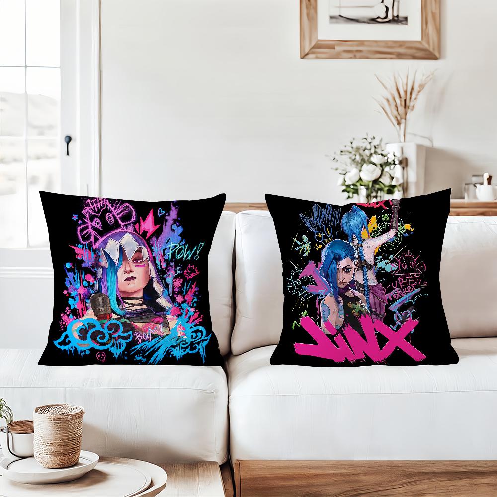 Anime Cartoon J-Jinx Black Pillow Case Office Cushions Suitable For Sofa Car Bedroom Decorative Cushion Cover