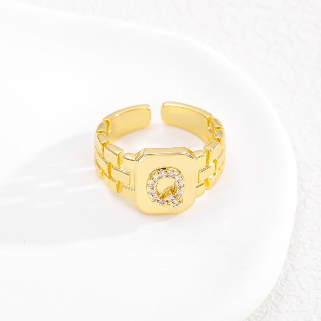 Evropský styl Horký prodej Pozlacený prsten s písmenem s designem nastavitelného pásku