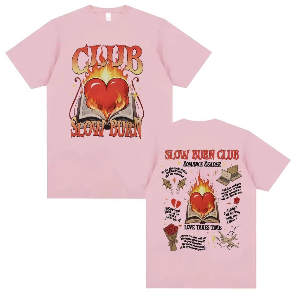 Slow Burn Book Club Vintage T Shirts Romance Reader Graphic T Shirt Men Women Clothing Harajuku Y2k Tshirt summer Streetwear