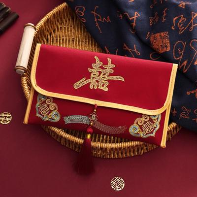 Money Pouch Traditional Wedding Red Envelope Embroidered Hongbao New Year Money Envelope Blessing Thickened Red Pocket Kids Gift