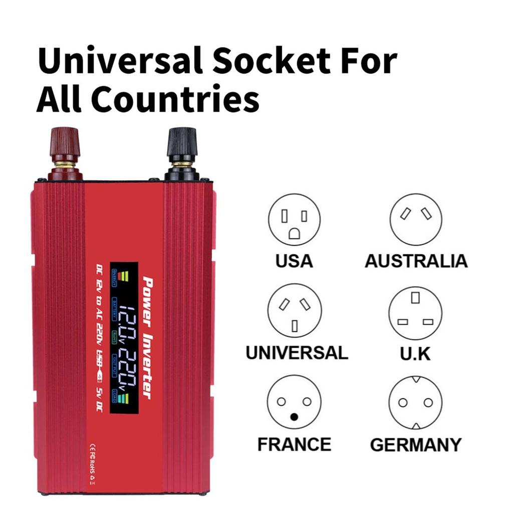 1000W LCD Display Car Power Inverter Converter Charger  USB Voltage Transformer Modified Sine Wave Inverter 20 * 9.5 * 5.5cm