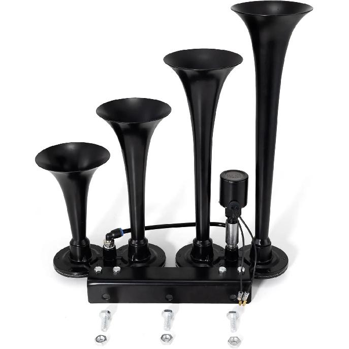 FARBIN 4 Trumpet Air Horn 12V/24V 130DB Four-tube Air Train Horn with Electric Solenoid Powerful Loud Truck For Vehicle Truck
